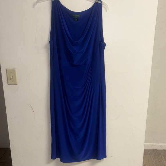 Lauren Ralph Lauren Royal Blue Draped Midi Dress - Picture 6 of 6